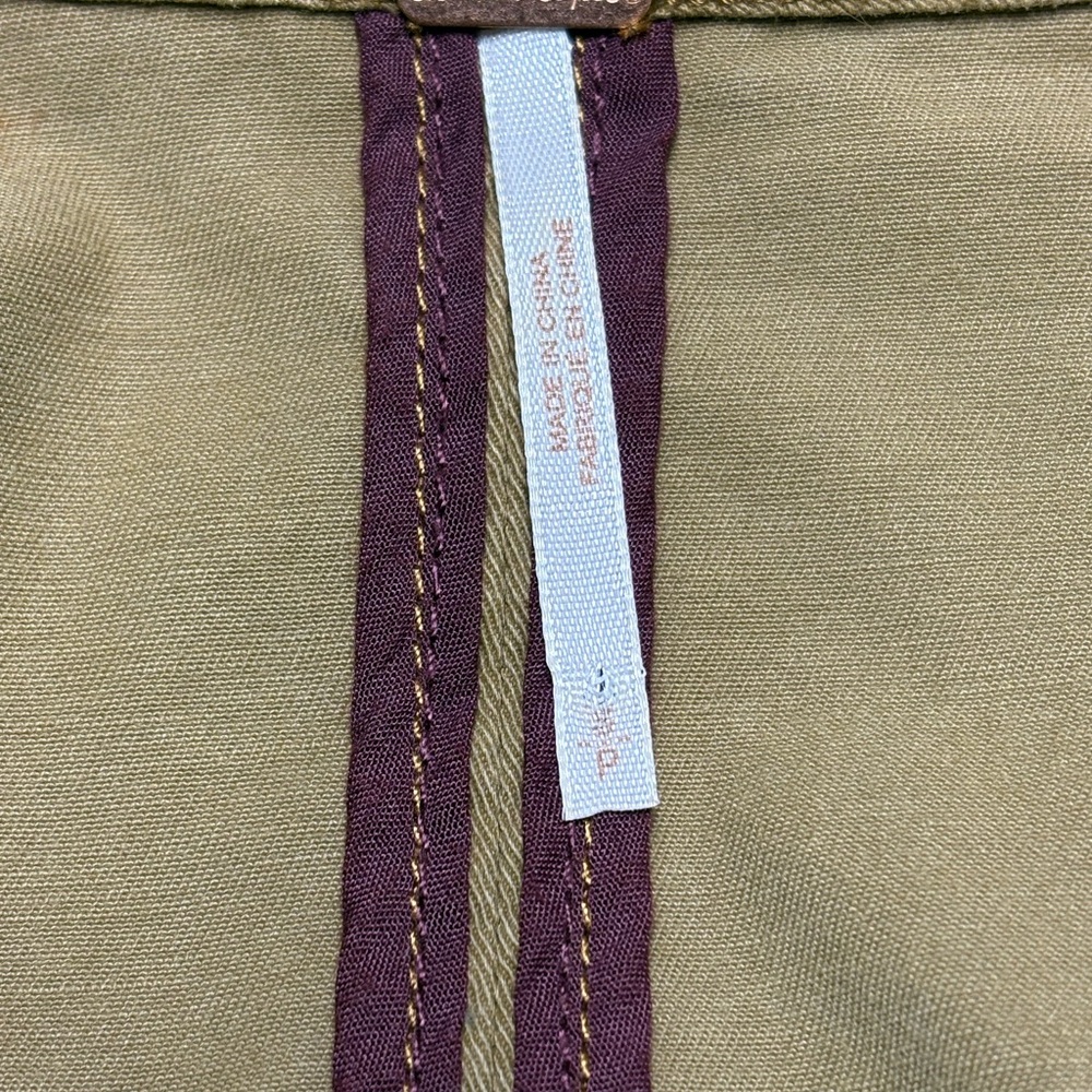Free People Military-Style Khaki Jacket with Burgundy Trim - Picture 7 of 13